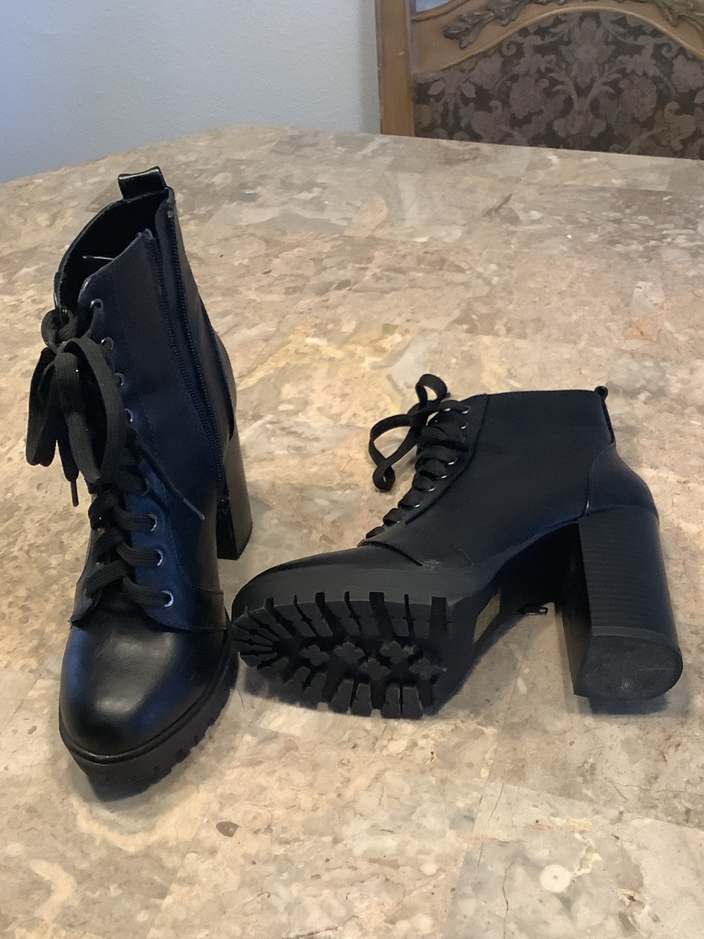 Soda Black Lace-Up Platform Ankle Boots - Picture 3 of 3